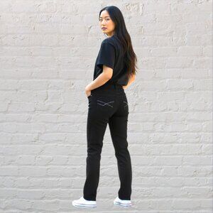 NYDJ -- Jeans, Black Straight Cut, Rhinestone Detail on Back Pockets